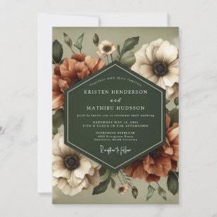 Terracotta Moody Anemone Wedding Invitation