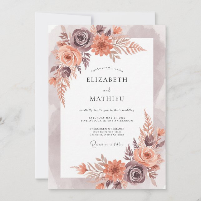Terracotta Moody Autumn Wedding Invitation (Front)