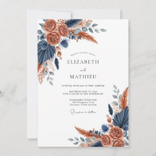 Terracotta Moody Bohemian Wedding Invitation