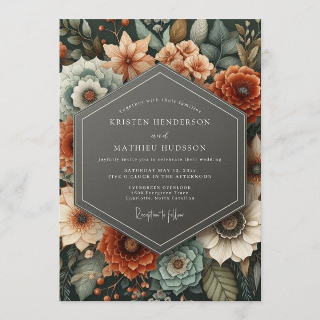 Terracotta Moody Desert Wedding Invitation (Front)
