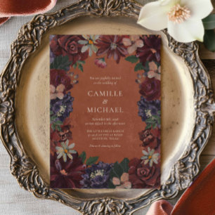 Terracotta Moody Floral Wedding Invitation