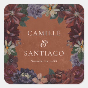 Terracotta Moody Floral Wedding Stickers