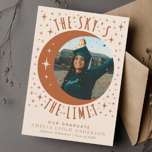 Terracotta Moon Graduation Photo Announcement Card