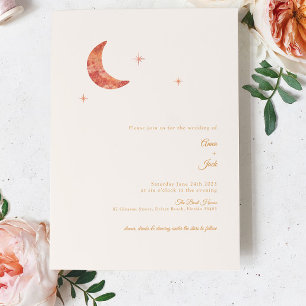 Terracotta Moon Modern Wedding Invitation