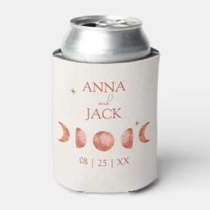Terracotta Moon Phase Wedding Can Cooler Favour