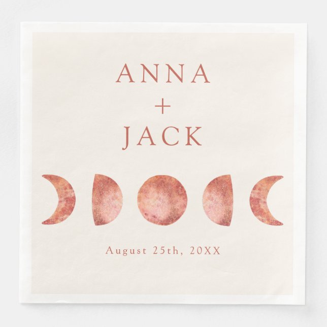 Terracotta Moon Phase Wedding Dinner Napkins (Front)