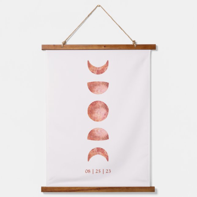 Terracotta Moon Phase Wedding Hanging Tapestry (Front)