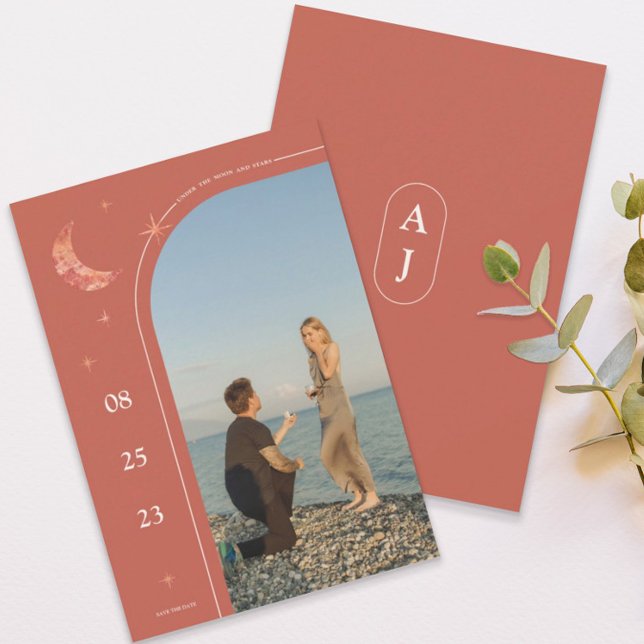 Terracotta Moon Photo Save the Date – Modern  (Creator Uploaded)