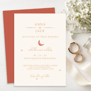 Terracotta Moon & Stars Celestial Wedding Invite