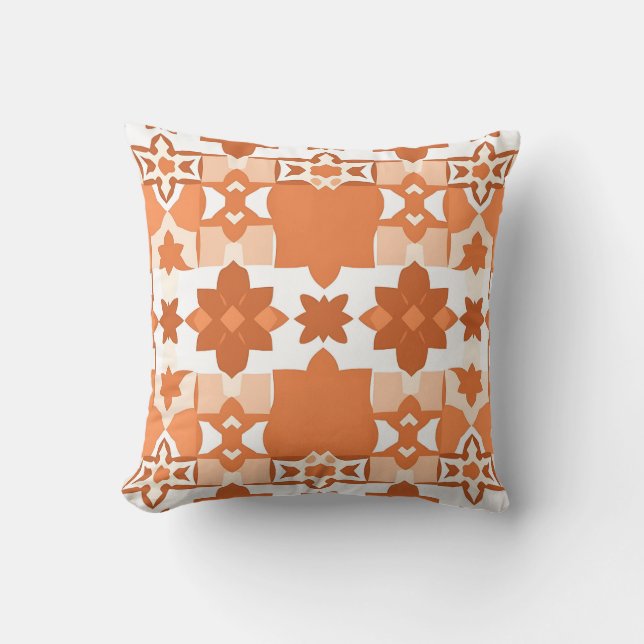 Terracotta Moroccan Tile Pattern Cushion (Front)