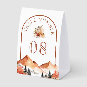 Terracotta Mountain Arch Wedding Table Number