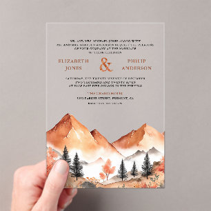 Terracotta Mountain Forest Wedding Acrylic Invitations