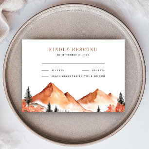 Terracotta Mountain Forest Wedding RSVP Card