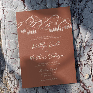 Terracotta Mountain Pine Tree Outdoor Wedding Invitation