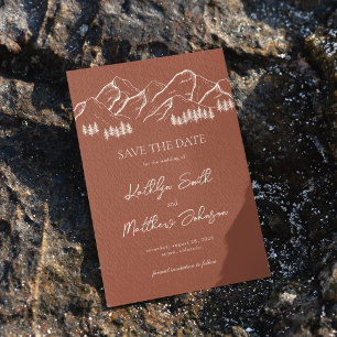 Terracotta Mountain Pine Tree Outdoor Wedding Save The Date