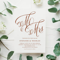 Terracotta Mr and Mrs Rustic Calligraphy Wedding