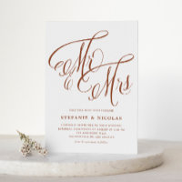 Terracotta Mr & Mrs Rustic Script QR Code Wedding