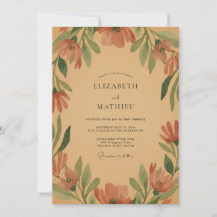 Terracotta Mustard Leaf Wedding Invitation
