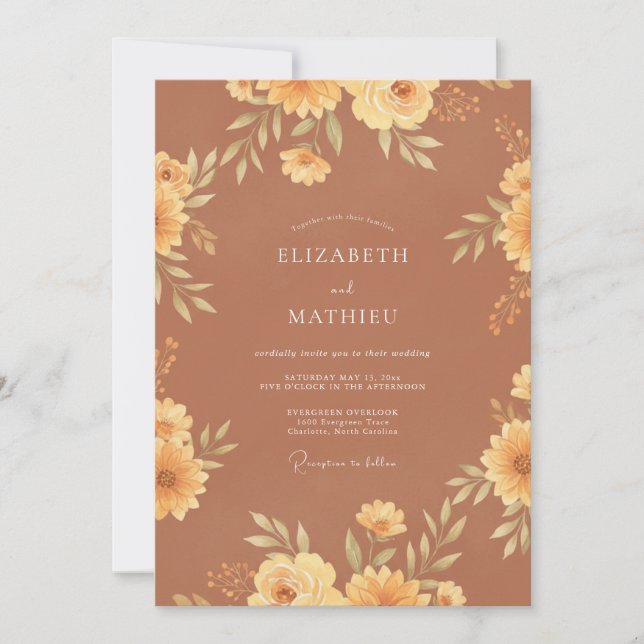 Terracotta Mustard Painted Wedding Invitation (Front)
