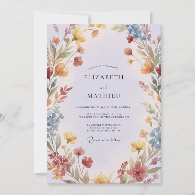 Terracotta Mustard Wildflower Wedding Invitation (Front)