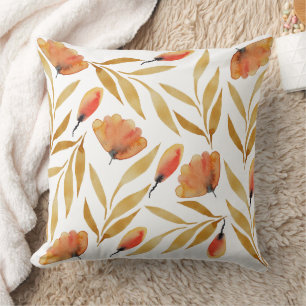 Terracotta Mustard Yellow Floral Cushion