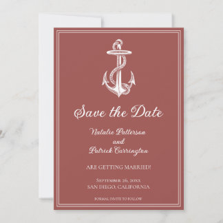 Terracotta Nautical Anchor Save the Date Invite