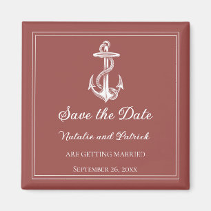 Terracotta Nautical Anchor Save the Date Magnet