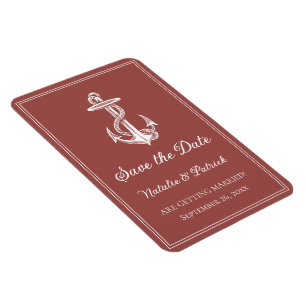 Terracotta Nautical Anchor Save the Date Magnet