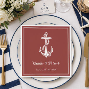 Terracotta Nautical Anchor Wedding Paper Napkins