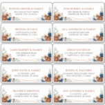 Terracotta Navy Blue Geometric Guest Address Label<br><div class="desc">Elegant Navy blue,  Terracotta ,  Orange earthy floral theme wedding guest address label sticker featuring elegant bouquet of Navy blue,  Terracotta colour roses peonies  and green eucalyptus leaves. Please contact me for any help in customisation or if you need any other product with this design.</div>