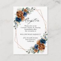 Terracotta Navy Blue Geometric Wedding Reception