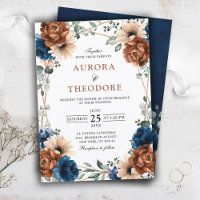 Terracotta Navy Blue Greenery Geometric Wedding In
