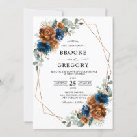 Terracotta Navy Blue Greenery Geometric Wedding