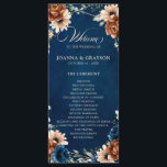 Terracotta Navy Blue Greenery Geometric Wedding Pr Programme<br><div class="desc">Elegant Navy blue,  Terracotta ,  Orange earthy floral theme wedding program featuring elegant bouquet of Navy blue,  Terracotta colour roses peonies  and green eucalyptus leaves. Please contact me for any help in customisation or if you need any other product with this design.</div>