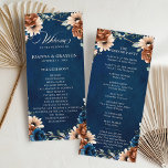 Terracotta Navy Blue Greenery Geometric Wedding Pr Programme<br><div class="desc">Elegant Navy blue,  Terracotta ,  Orange earthy floral theme wedding program featuring elegant bouquet of Navy blue,  Terracotta colour roses peonies  and green eucalyptus leaves. Please contact me for any help in customisation or if you need any other product with this design.</div>