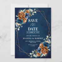 Terracotta Navy Blue Greenery Geometric Wedding Sa