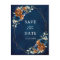 Terracotta Navy Blue Greenery Save the Date Postca