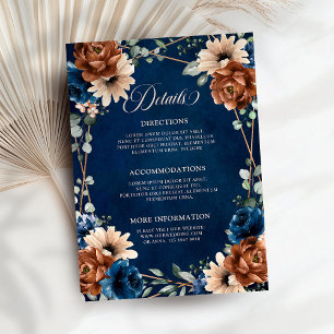 Terracotta Navy Blue Greenery Wedding Details Encl Enclosure Card