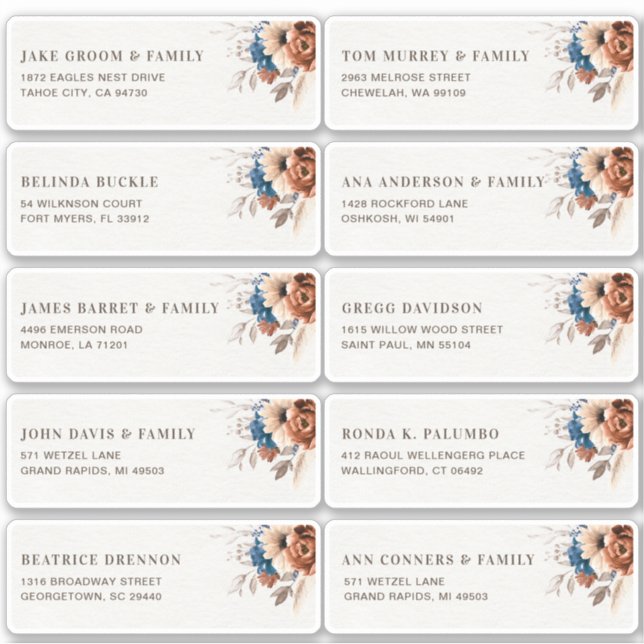 Terracotta Navy Blue Guest Name Address  (Front)