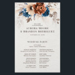 Terracotta Navy Blue Pampas Grass  Wedding Program<br><div class="desc">Elegant Navy blue,  Terracotta ,  Orange earthy floral theme wedding program fan featuring elegant bouquet of Navy blue,  Terracotta colour roses peonies  and eucalyptus leaves. Please contact me for any help in customisation or if you need any other product with this design.</div>