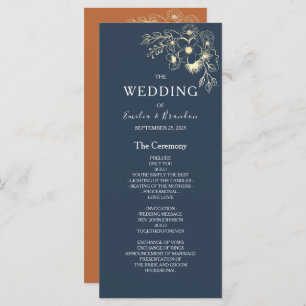 Terracotta Navy Blue Wedding Program Programme