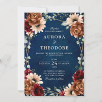 Terracotta Navy Burgundy Red  Geometric Wedding