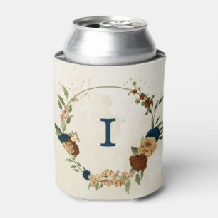 terracotta navy floral wedding can cooler