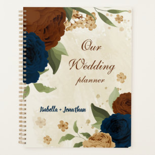 terracotta navy floral wedding planner
