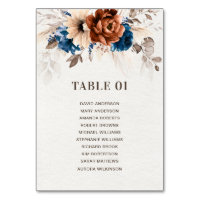 Terracotta Navy Pampas Grass Wedding Seating Chart