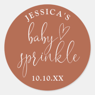 Terracotta Neutral Baby Sprinkle Shower Favour Classic Round Sticker