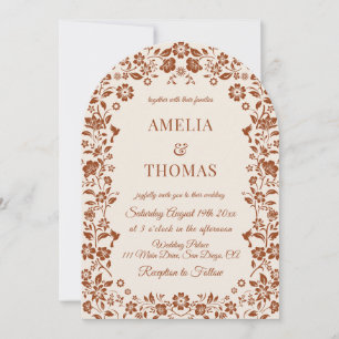 Terracotta Neutral Floral Wedding Invitation