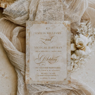 Terracotta Neutral Old Money Monogram Wedding Invitation
