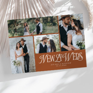 Terracotta Newlyweds Multi Photo Wedding Announcement