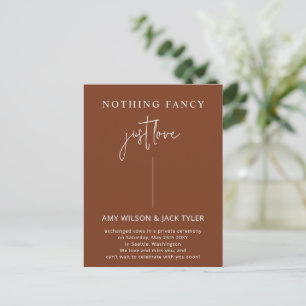 Terracotta Nothing Fancy Just Love Wedding Postcard